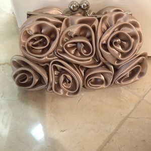 Gold satin rose purse